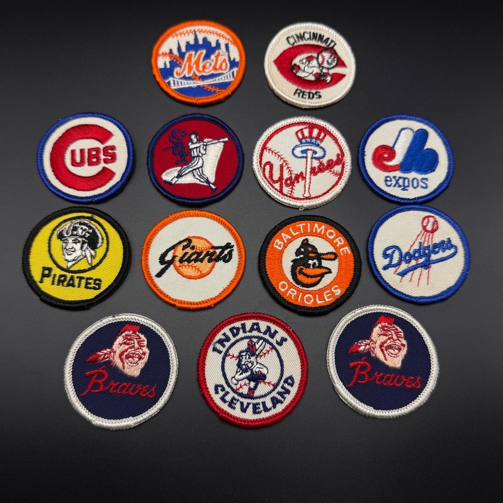 Vintage MLB Baseball Team Patches Lot of 13 Mets Yankees Cubs Braves Expos 3 in.